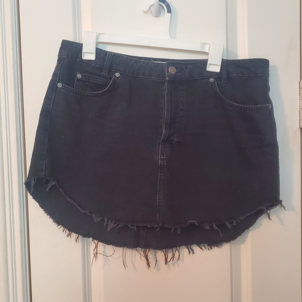 We The Free Sky High Denim Black Mini Skirt